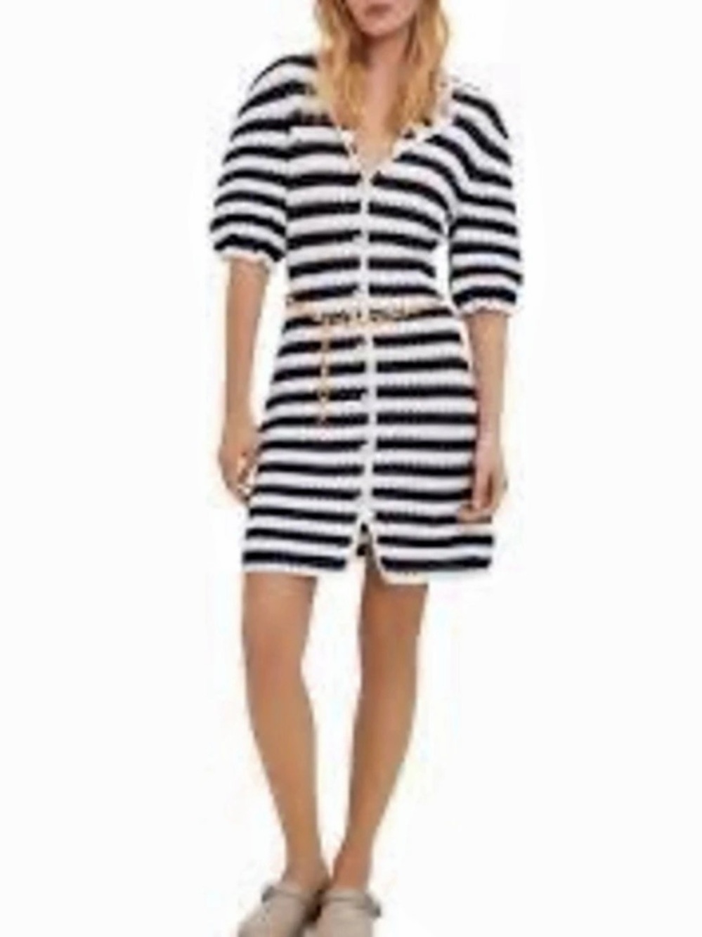 Maje Two-colour crochet dress (Roby Dress) Roby Mini Dress Black & White